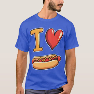 Ich liebe Hotdogs Fast Food Snack Spaß T-Shirt