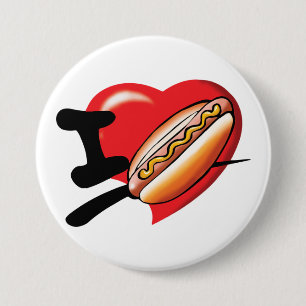Ich liebe Hotdogs Knopf Button