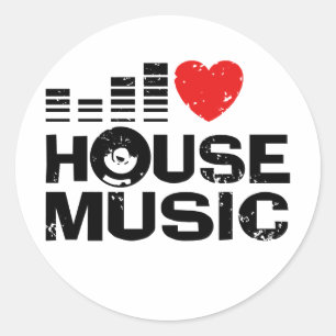 Ich liebe House-Musik Runder Aufkleber