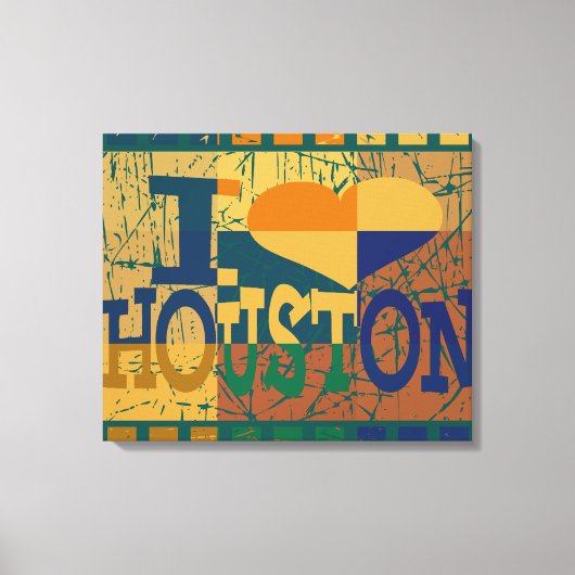 Ich liebe Houston und Pop-Art Vintage Leinwanddruck (Vorderseite)