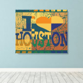 Ich liebe Houston und Pop-Art Vintage Leinwanddruck (Insitu (Holzboden))