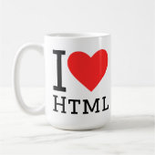 Ich liebe HTML Kaffeetasse (Links)