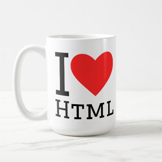 Ich liebe HTML Kaffeetasse (Links)