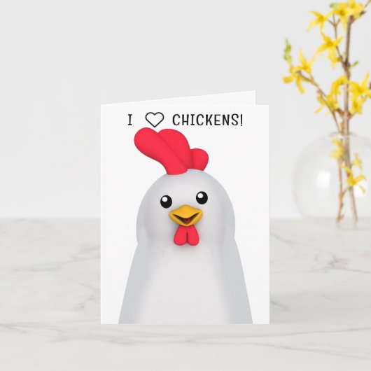 Ich Liebe Hühner! Karte (Gelbe Blume)