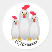 Ich Liebe Hühner! Runder Aufkleber (Vorderseite)