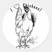 Ich Liebe Hühner! Runder Aufkleber (Vorderseite)