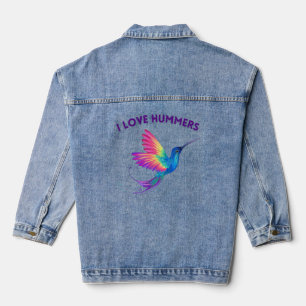 Ich liebe Hummers Exotischer Regenbogen Kolibri fl Jeansjacke