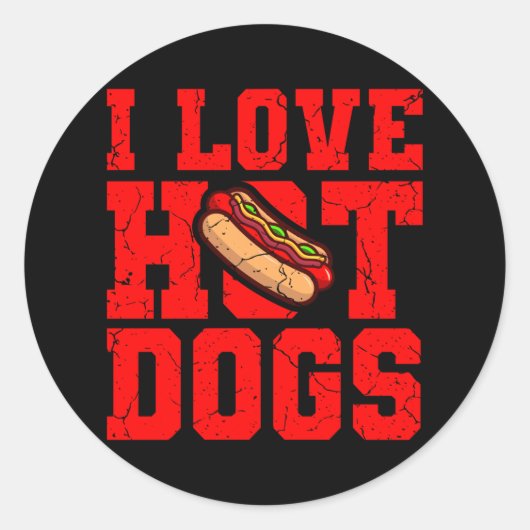 Ich LIEBE HUND Hunde Eating Contest Hot Dog Runder Aufkleber (Vorderseite)