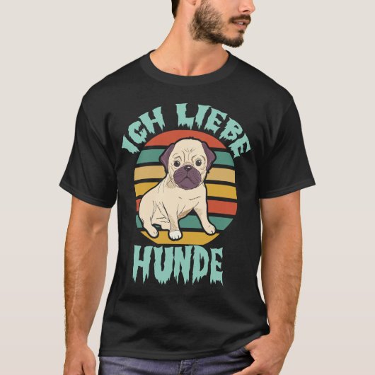 Ich Liebe Hunde – Retro Style T-Shirt (Vorderseite)
