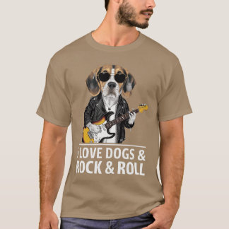 Ich liebe Hunde Rock Roll Beagle spielt elektrisch T-Shirt