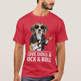 Ich liebe Hunde Rock Roll Beagle spielt elektrisch T-Shirt