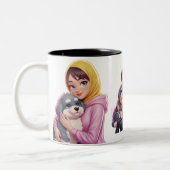 Ich liebe Hunde Zweifarbige Tasse (Links)