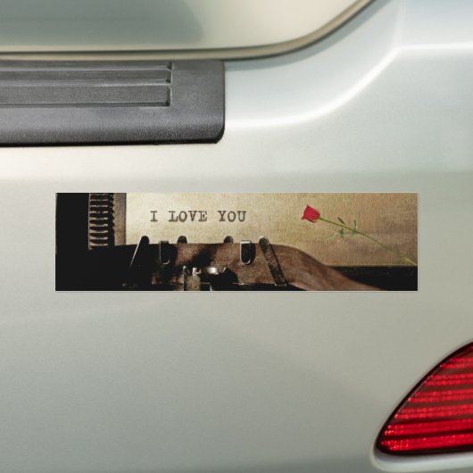 Ich Liebe Ihnen, alte Schreibmaschine Rote Rose Vi Autoaufkleber (Auf Auto)