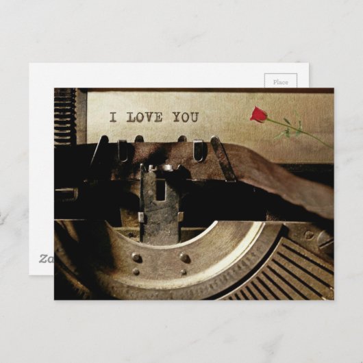 Ich Liebe Ihnen, alte Schreibmaschine Rote Rose Vi Postkarte (Vorne/Hinten)