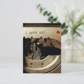 Ich Liebe Ihnen, alte Schreibmaschine Rote Rose Vi Postkarte (Stehend Vorderseite)