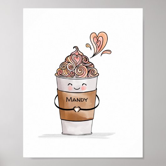 Ich Liebe Ihnen einen Niedlichen Kawaii Kaffee Cup Poster (Vorne)