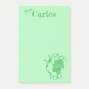 Ich Liebe Ihnen Erde, Skizze, grüne Personalisiert Post-it Klebezettel