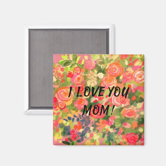 ICH LIEBE IHNEN MAMA, Blume Magnet (Vorderseite/Rückseite)