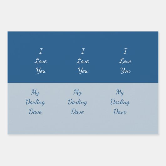 Ich Liebe Ihnen meinen dunkelblauen Farbblock Geschenkpapier Set (Vorderseite)