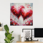 Ich Liebe Ihnen zwei Abstrakte Herzen Malerei Vale Poster (Heimbüro)