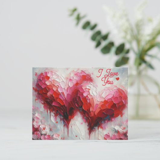 Ich Liebe Ihnen zwei Abstrakte Herzen Malerei Vale Postkarte (Stehend Vorderseite)