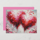 Ich Liebe Ihnen zwei Abstrakte Herzen Malerei Vale Postkarte (Vorne/Hinten)
