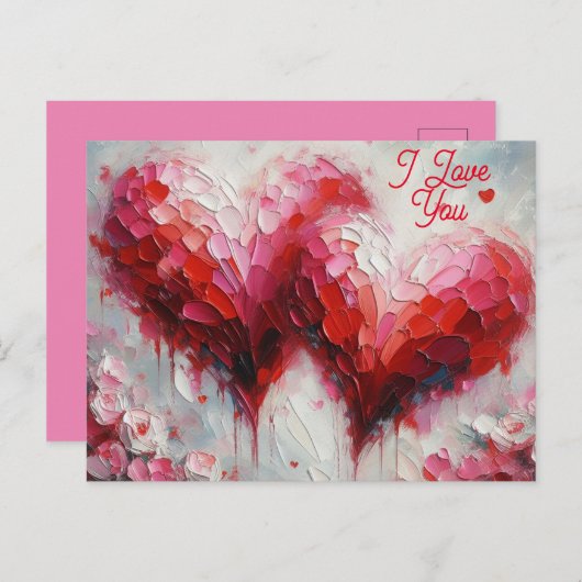 Ich Liebe Ihnen zwei Abstrakte Herzen Malerei Vale Postkarte (Vorne/Hinten)