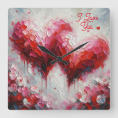 Ich Liebe Ihnen zwei Abstrakte Herzen Malerei Vale Quadratische Wanduhr (Vorderseite)