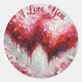 Ich Liebe Ihnen zwei Abstrakte Herzen Malerei Vale Runder Aufkleber