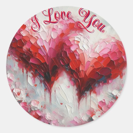 Ich Liebe Ihnen zwei Abstrakte Herzen Malerei Vale Runder Aufkleber (Vorderseite)