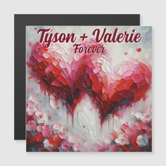 Ich Liebe Ihnen zwei Abstrakte Herzen Personalisie Magnetkarte (Vorne/Hinten)