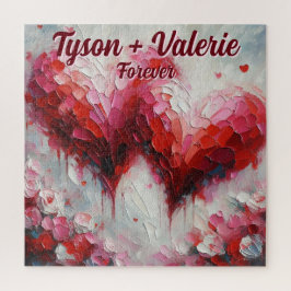 Ich Liebe Ihnen zwei Abstrakte Herzen Personalisie Puzzle