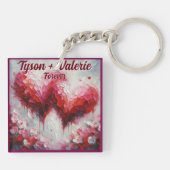 Ich Liebe Ihnen zwei Abstrakte Herzen Personalisie Schlüsselanhänger (Rückseite)