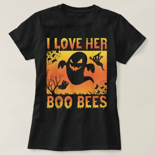 Ich Liebe Ihr Boo Bees Ghost Halloween T-Shirt (Design vorne)