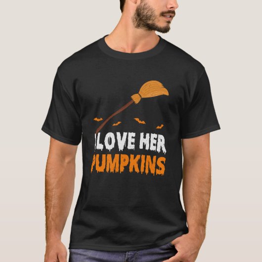 Ich Liebe ihr ich Liebe seine Broomstick Pumpkins T-Shirt (Vorderseite)