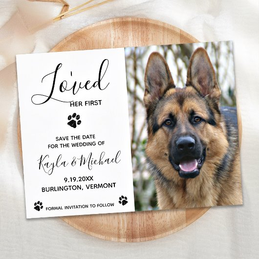 Ich liebe ihre erste - elegante, moderne Hundeheir Ankündigungspostkarte