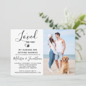 Ich liebe ihre erste moderne Foto Hunde-Verlobung Einladung (Stehend Vorderseite)