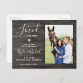 Ich liebe ihre erste Rustikale Foto-Hochzeit Ankündigungspostkarte (Vorne/Hinten)