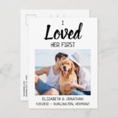 Ich liebe ihren ersten Hund Foto Hochzeit speicher Ankündigungspostkarte (Vorne/Hinten)