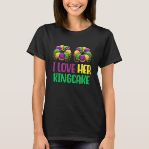 Ich liebe ihren Kingcake Mardi Gras passendes Paar T-Shirt