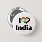Ich liebe Indiens Flagge Button (Vorne & Hinten)