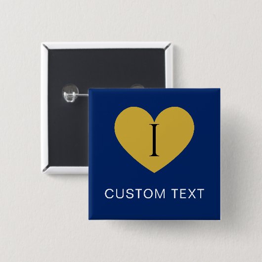 Ich liebe INDIVIDUELLER TEXT Stylisch Navy Button (Vorne & Hinten)