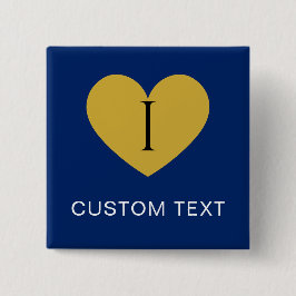 Ich liebe INDIVIDUELLER TEXT Stylisch Navy Button
