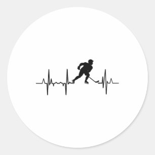 Ich liebe Inline-Hockey-Kardiogramm  Runder Aufkleber