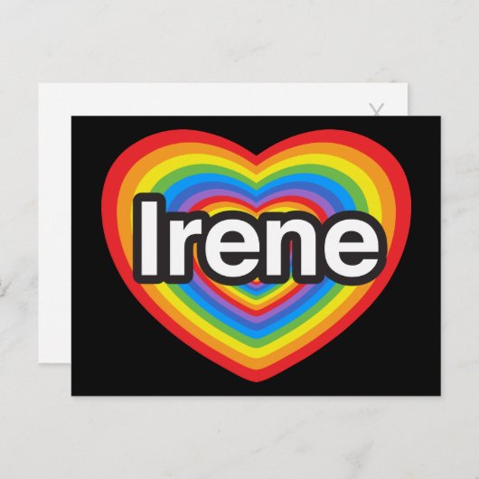 Ich Liebe Irene. Ich Liebe dir Irene. Herz Postkarte (Vorne/Hinten)