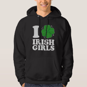 Ich liebe irische Mädchen Shamrock-Herz St. Patric Hoodie
