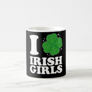 Ich liebe irische Mädchen Shamrock-Herz St. Patric Kaffeetasse