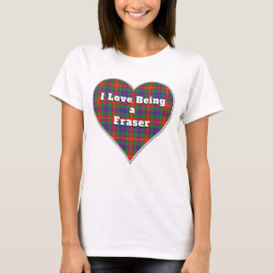 Ich Liebe ist ein Fraser Lovat Clan Tartan Herz T-Shirt