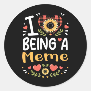 Ich Liebe ist ein Meme Blume Mütter Tag Runder Aufkleber