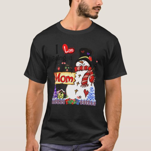 Ich Liebe ist eine Mama Schneemann Weihnachten Wei T-Shirt (Vorderseite)
